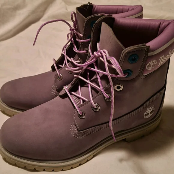 Timberland Ladies 6 Inch Grey And Purple Waterproof Boots Size UK 8 - Picture 1 of 11
